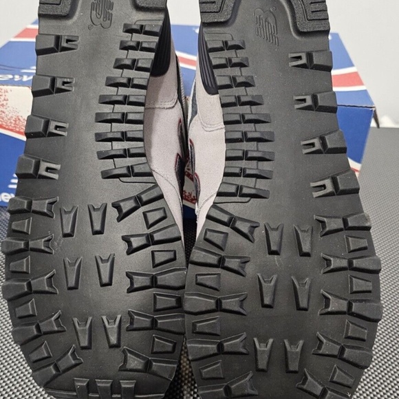 New, Sz-12 NEW BALANCE 574 BLACK / RED & GREY / RED - Picture 4 of 5